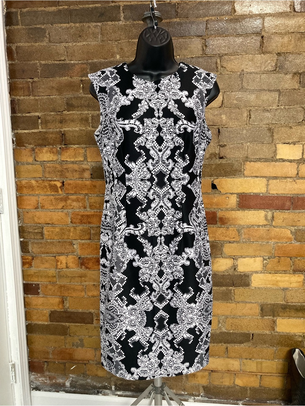 R&K Black Dress with White Baroque Print